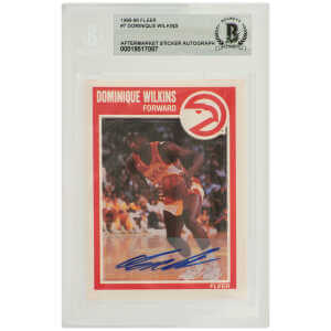 Dominique Wilkins Signed Atlanta Hawks 1989-90 Fleer Basketball Card #7 - (Beckett / Auto Sticker)