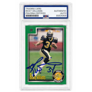 Ricky Williams Signe New Orleans Saints 1999 Score Football Rookie Card #222 - (PSA Encapsulated)