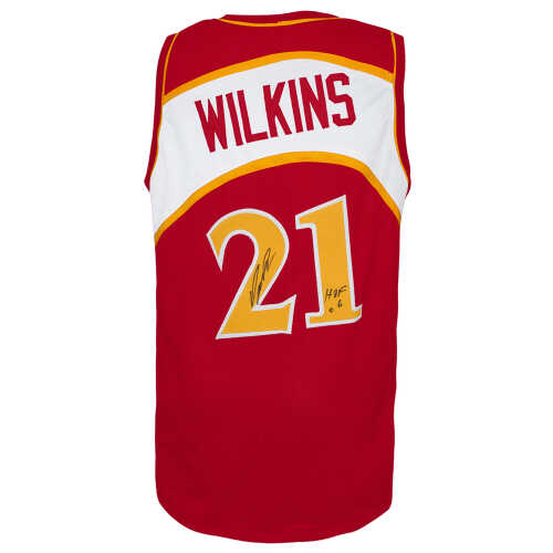 Dominique Wilkins Signed Red Throwback Custom Basketball Jersey w/HOF 06