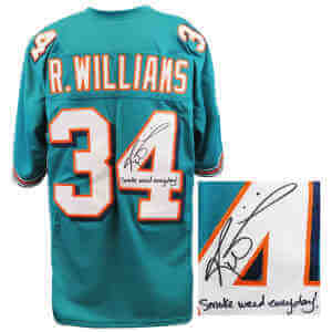 Ricky Williams Signed Teal Custom Jersey w/Smoke Weed Everyday