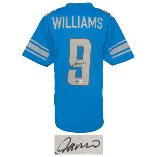 Jameson Williams Signed Blue Custom Football Jersey - (Beckett) - Image 2