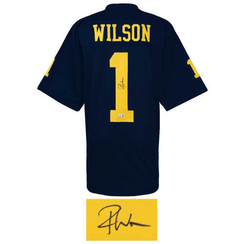 Roman Wilson Signed Navy Custom College Football Jersey (Beckett) - Image 2