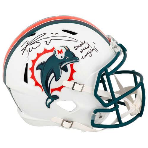 Ricky Williams Signed Miami Dolphins Throwback Riddell Full Size Speed Replica Helmet w/Smoke Weed Everyday
