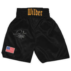 Deontay Wilder Signed Black Custom Boxing Trunks - (Beckett)