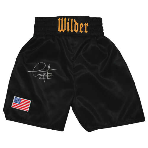 Deontay Wilder Signed Black Custom Boxing Trunks - (Beckett)