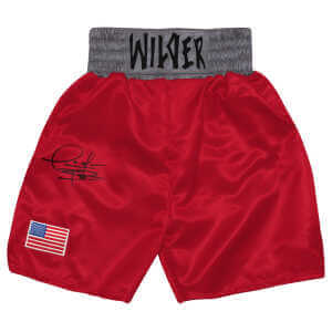Deontay Wilder Signed Red Custom Boxing Trunks – (Beckett)