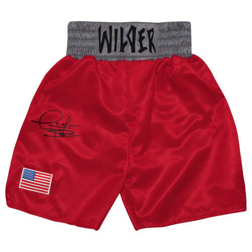 Deontay Wilder Signed Red Custom Boxing Trunks - (Beckett)
