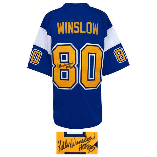 Kellen Winslow Signed Dark Blue Throwback Custom Football Jersey w/HOF'95 - Image 2