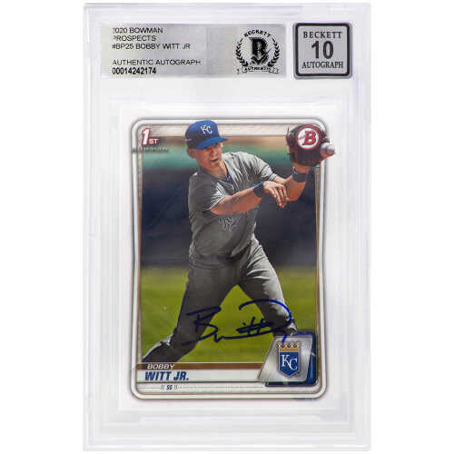 Bobby Witt Jr. Signed Kansas City Royals 2020 1st Bowman Rookie Baseball Card #BP-25 - (Beckett / Auto Grade 10)