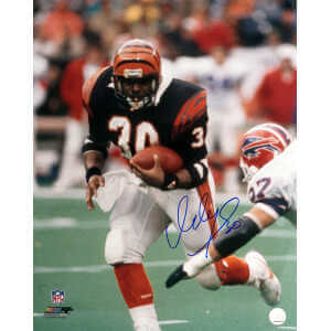 Icky Woods Signed Cincinnati Bengals Black Jersey Action 16x20 Photo