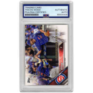 Travis Wood Signed Chicago Cubs 2016 Topps Baseball Card #507 (Limited Edition) - (PSA Encapsulated)