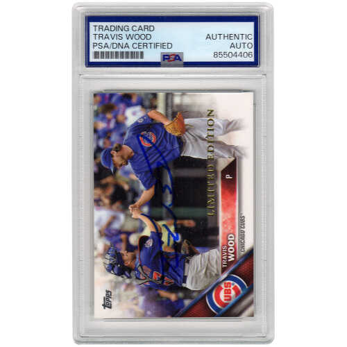 Travis Wood Signed Chicago Cubs 2016 Topps Baseball Card #507 (Limited Edition) - (PSA Encapsulated)