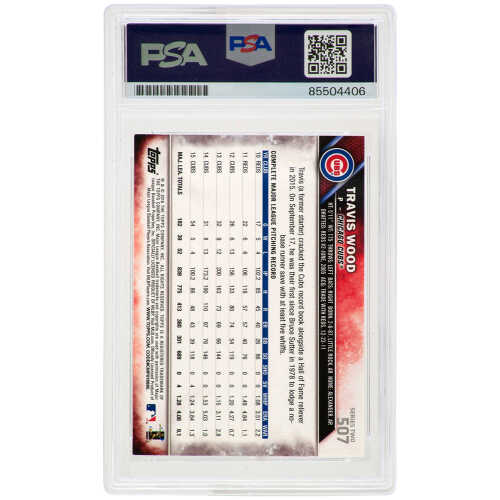 Travis Wood Signed Chicago Cubs 2016 Topps Baseball Card #507 (Limited Edition) - (PSA Encapsulated) - Image 2