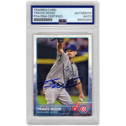Travis Wood Signed Chicago Cubs 2015 Topps Baseball Card #252 - (PSA Encapsulated)