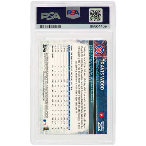 Travis Wood Signed Chicago Cubs 2015 Topps Baseball Card #252 - (PSA Encapsulated) - Image 2