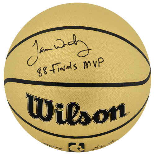 James Worthy Signed Wilson Gold NBA Basketball w/88 Finals MVP