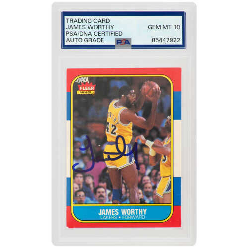 James Worthy Signed Los Angeles Lakers 1986-87 Fleer Rookie Basketball Card #131 - (PSA/DNA / Auto Grade 10)