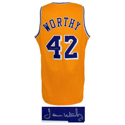 James Worthy Signed Gold Custom Basketball Jersey - Image 2