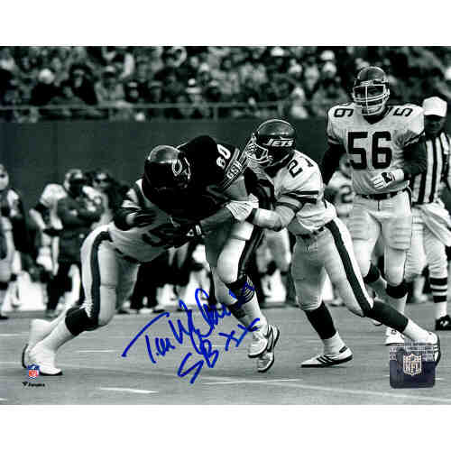 Tim Wrightman Signed Chicago Bears B&W vs Giants 8x10 Photo w/SB XX