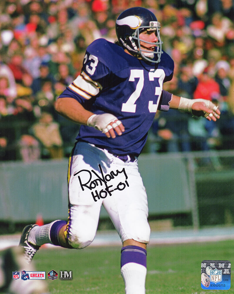 Ron Yary Signed Minnesota Vikings Action 8x10 Photo w/HOF'01 - (SCHWARTZ COA)