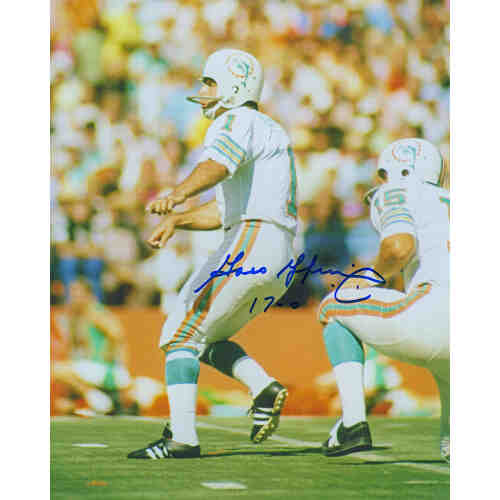 Garo Yepremian Signed Miami Dolphins White Jersey Action 8x10 Photo w/17-0