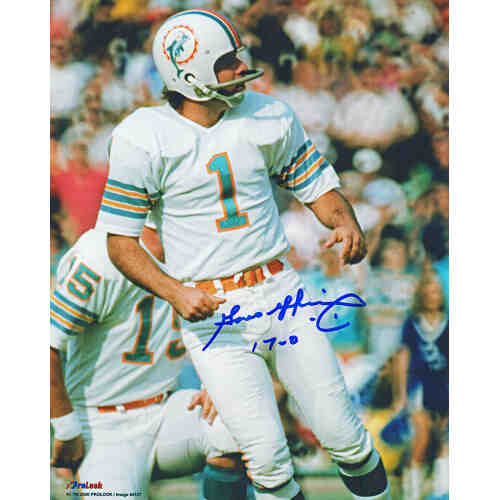 Garo Yepremian Signed Miami Dolphins White Jersey 8x10 Photo w/17-0