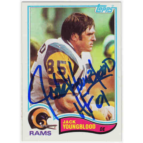 Jack Youngblood Signed Rams 1982 Topps Football Card #388 w/HF'01