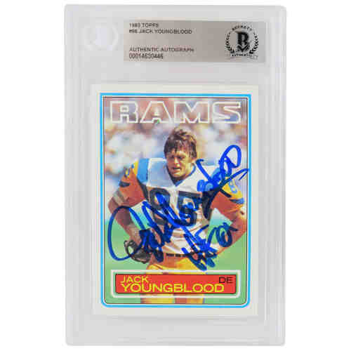 Jack Youngblood Signed Rams 1983 Topps Football Card #96 w/HF'01 - (Beckett Encapsulated)