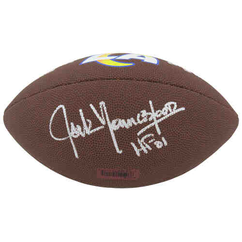 Jack Youngblood Signed Los Angeles Rams Wilson Brown Logo Football w/HF'01