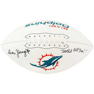 Sean Young Signed Miami Dolphins Franklin White Logo Football w/Laces Out, Dan