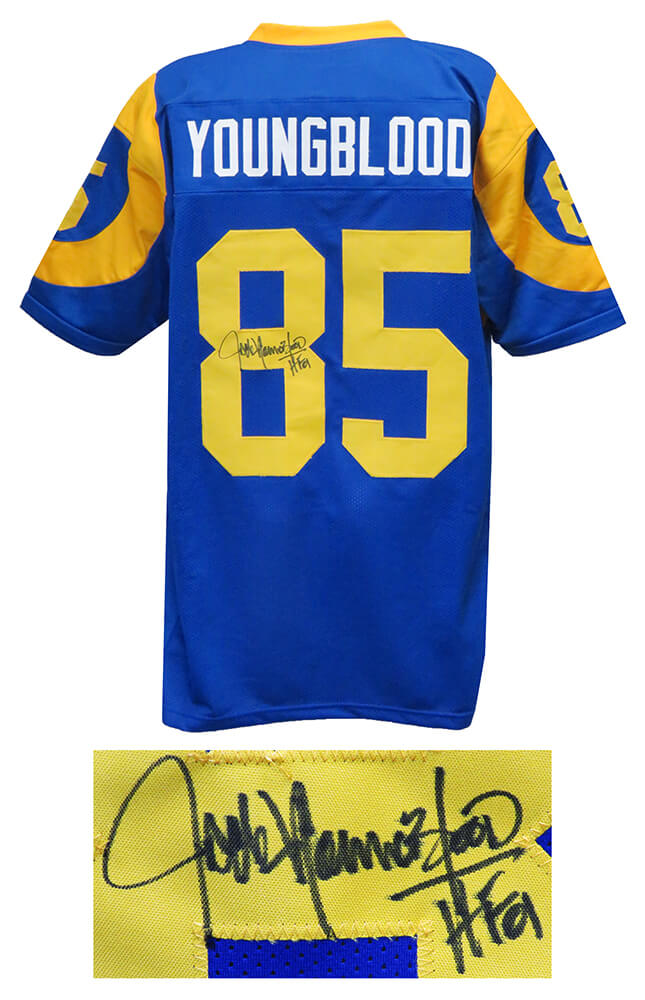 JACK YOUNGBLOOD SIGNED AUTOGRAPHED RAMS JERSEY HOF 01 Inscription