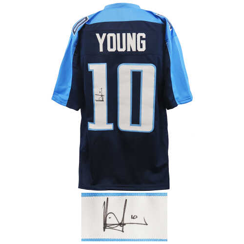 Vince Young Signed Blue Custom Football Jersey - Image 2