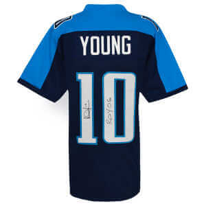 Vince Young Signed Blue Custom Football Jersey w/ROY’06