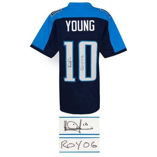Vince Young Signed Blue Custom Football Jersey w/ROY'06 - Image 2