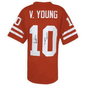 Vince Young Signed Brown Custom Football Jersey w/05 Nat’l Champs