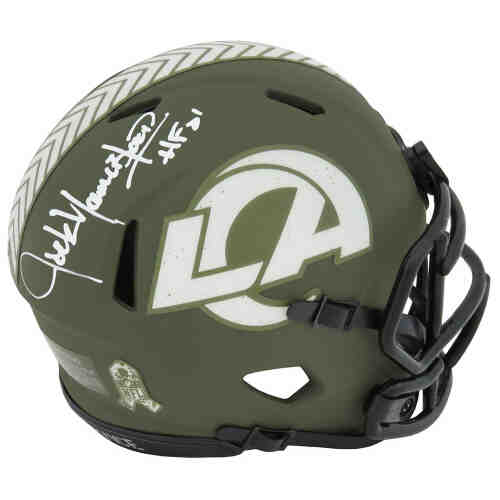 Jack Youngblood Signed Los Angeles Rams Salute to Service Riddell Speed Mini Helmet w/HF'01