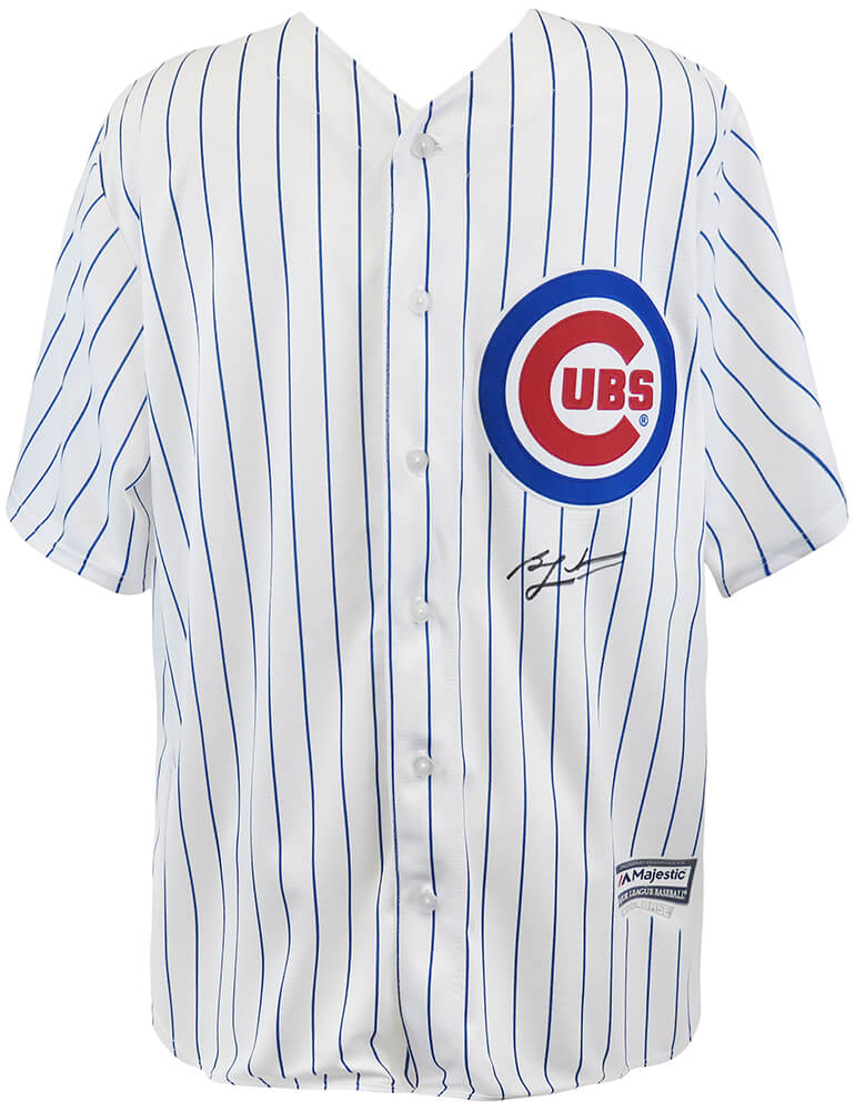 Ben Zobrist Signed Chicago Cubs White Pinstripe Majestic Replica Baseball  Jersey