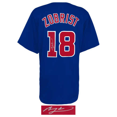 Ben Zobrist Signed Blue Custom Baseball Jersey - Image 2