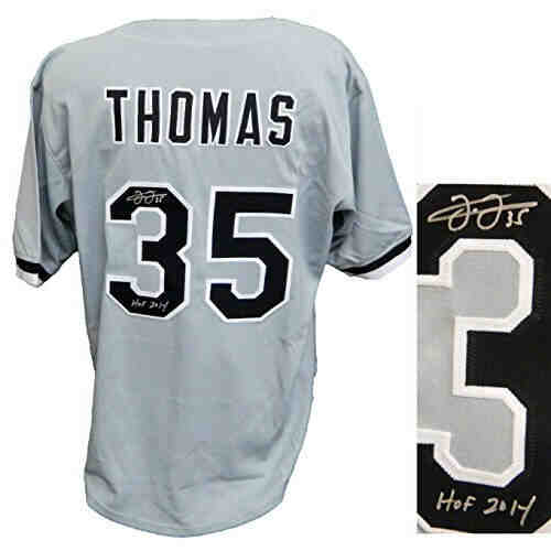 Frank Thomas Signed Grey Custom Baseball Jersey w/HOF 2014