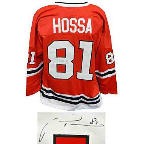 Marian Hossa Signed Red Custom Hockey Jersey